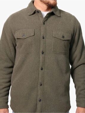 Olive Green Men's Button-Front Wool Jacket - M